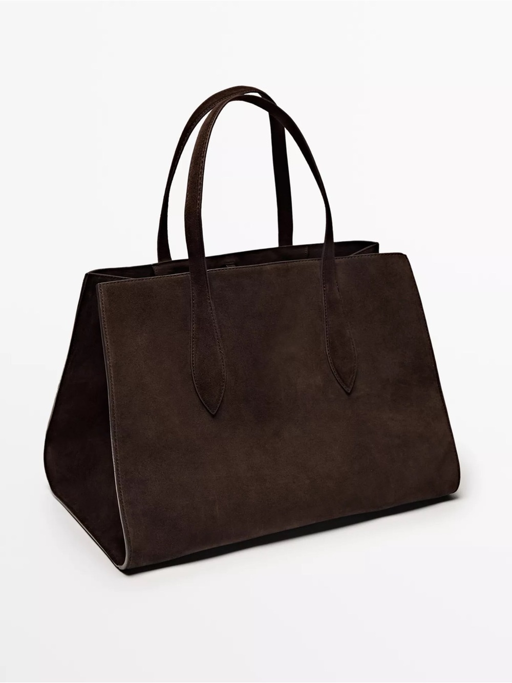 Massimo Dutti Chocolate Brown Suede Tote